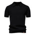 Camisa Polo Italiana Ravello Masculina em tricô premium na cor preta lisa com gola estruturada.