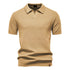 Camisa Polo Italiana Ravello Masculina em tricô premium na cor caqui bege claro.