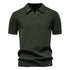 Camisa Polo Italiana Ravello Masculina em tricô premium na cor verde oliva escuro.