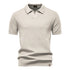 Camisa Polo Italiana Ravello Masculina em tricô premium na cor off-white creme texturizada.