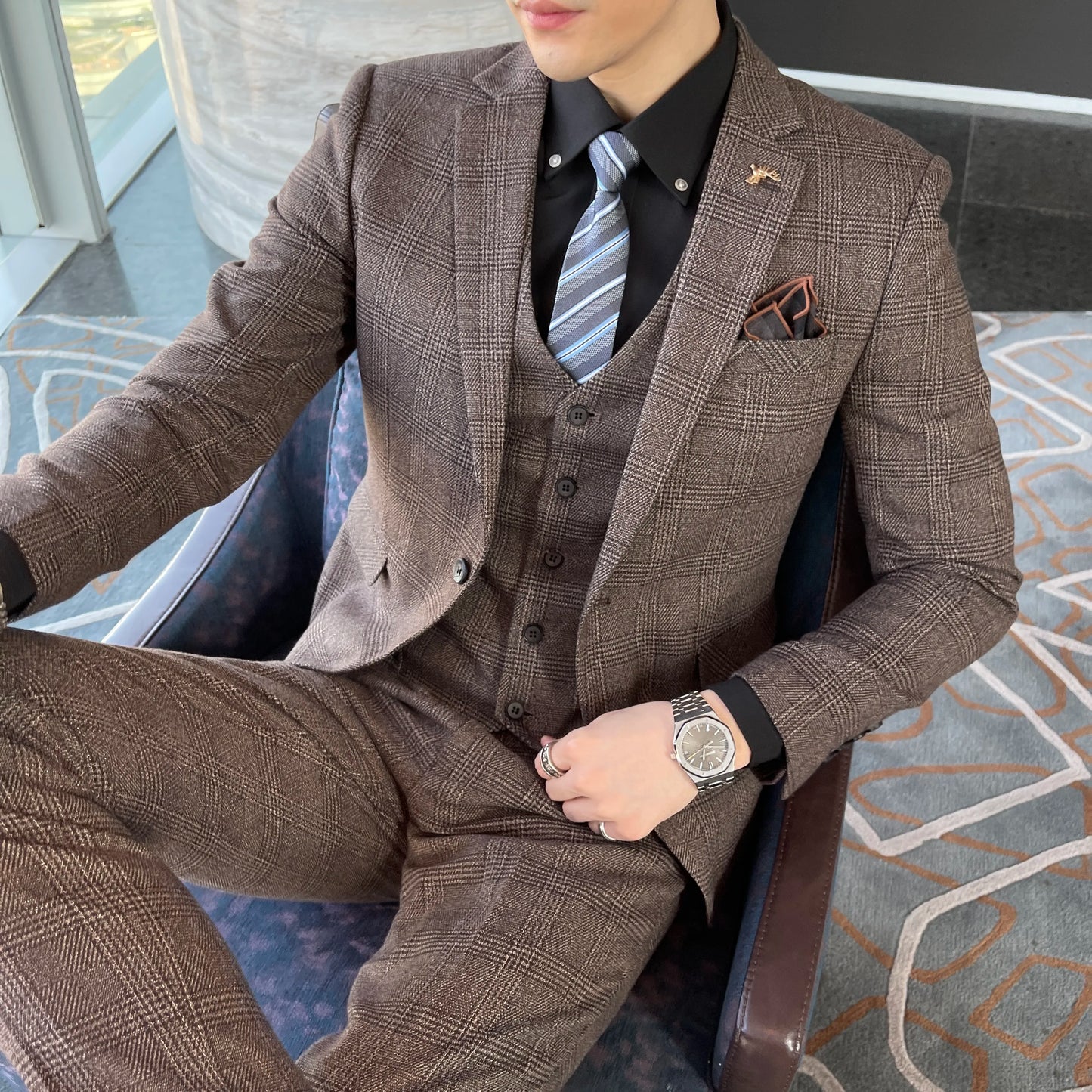Conjunto elegante de terno/colete e calças