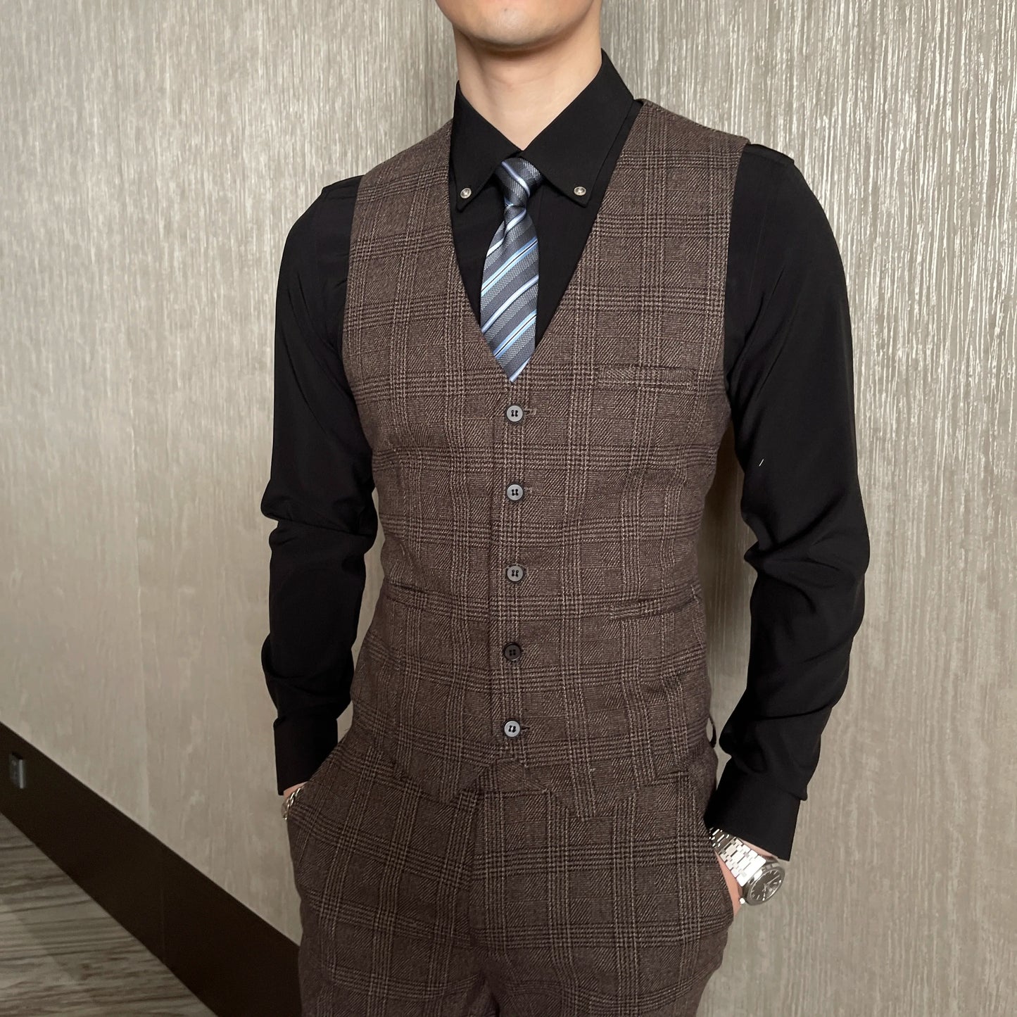 Conjunto elegante de terno/colete e calças