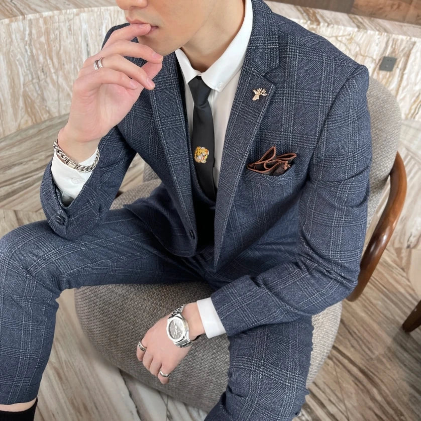 Conjunto elegante de terno/colete e calças