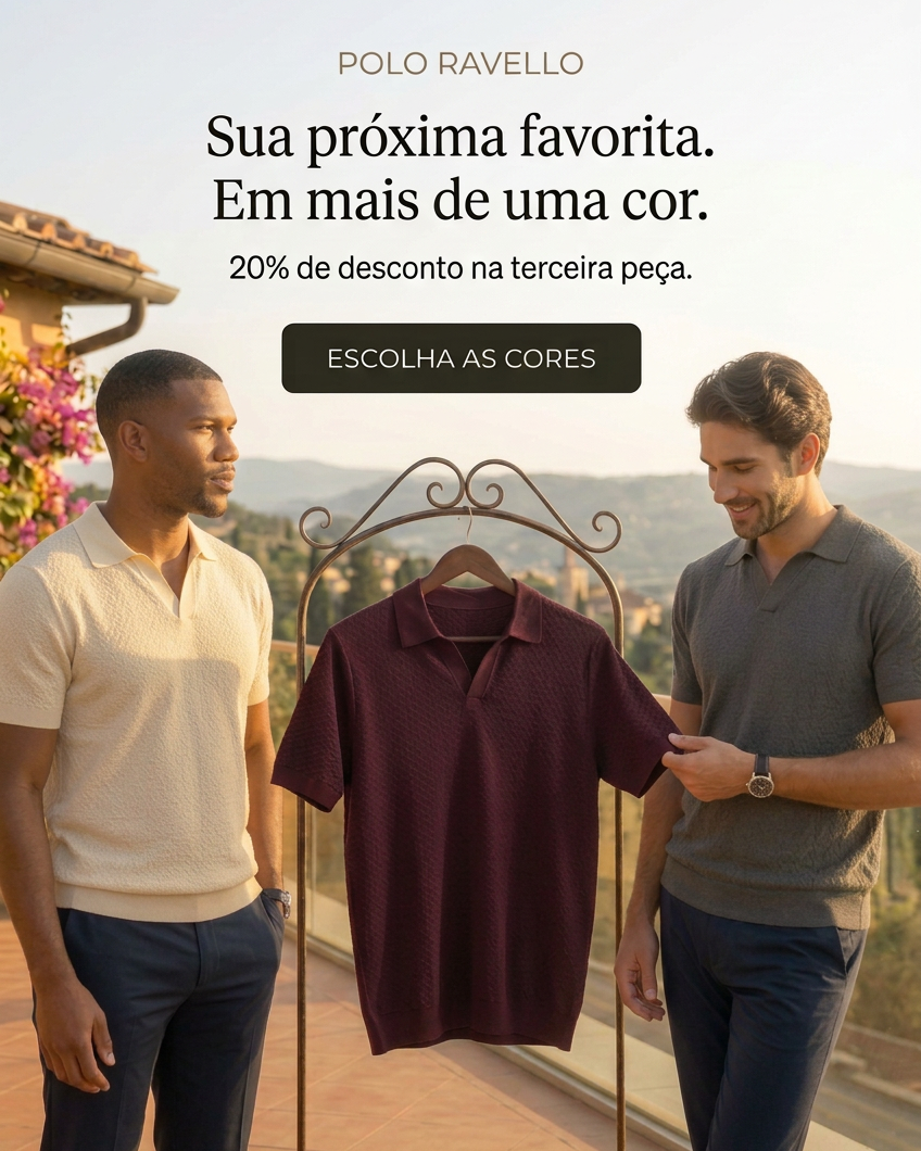 Banner para celular com modelo interagindo com a polo bordô