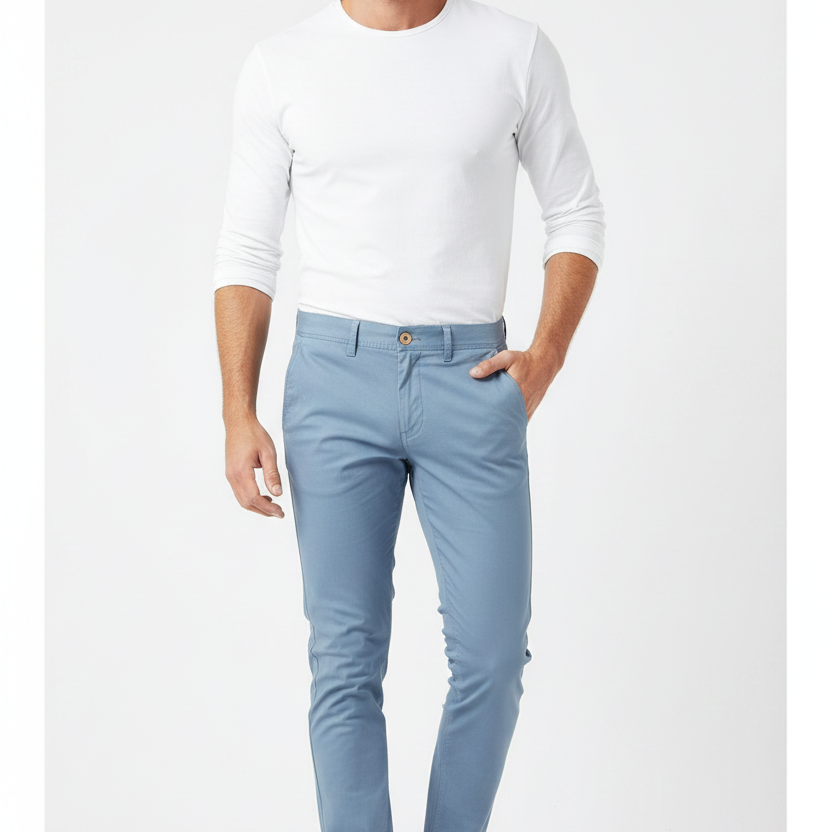 Calça Chino Azul Claro - Estúdio Pose Despojada