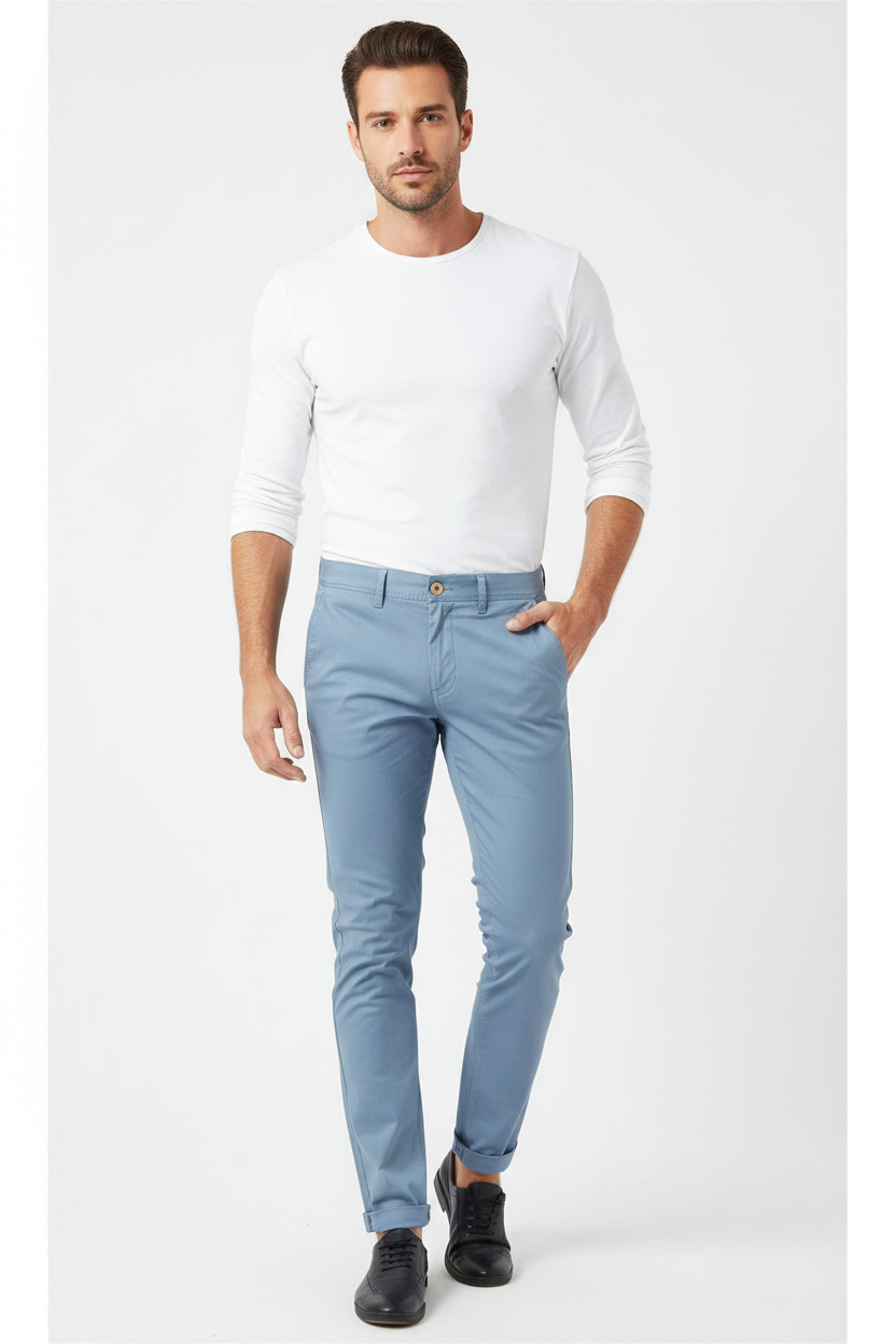Calça Chino Azul Claro - Estúdio Pose Despojada